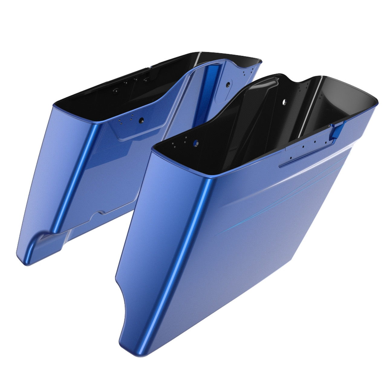 Advanblack  Superior Blue  Dual Cutout 4.5" Stretched Extended Saddlebags with Pin Stripe for Harley Davidson 2014+ Touring