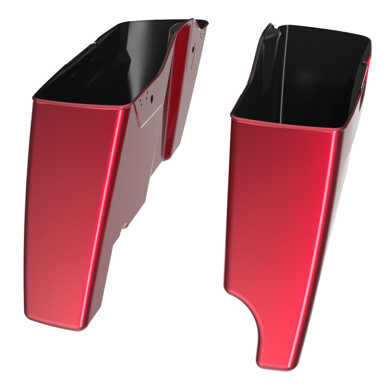 Advanblack Velocity Red Sunglo 2 into 1 Stretched Extended Saddlebag Bottoms With Pinstripes for Harley 2014+ Touring