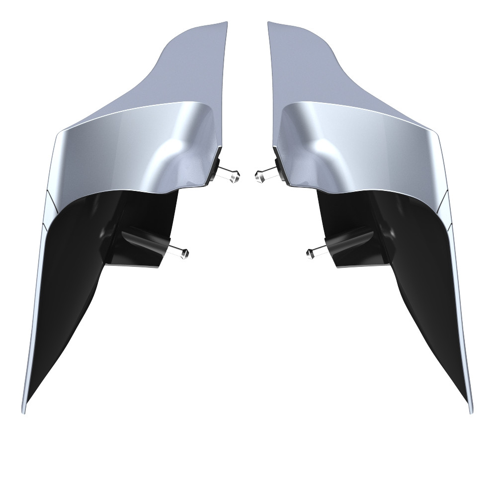 Advanblack Brilliant Silver ABS CVO Style Stretched Extended Side Cover Panel for 2014+ Harley Davidson Touring(with Pinstripes)