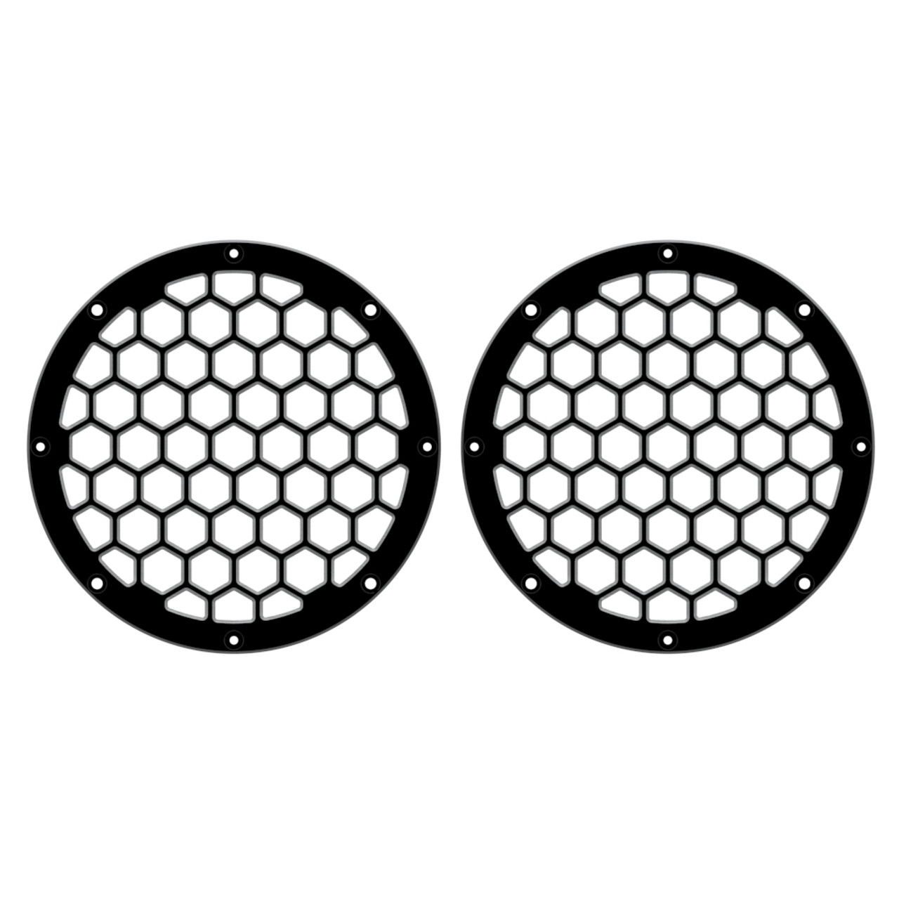 6.5 inch HEX Speaker Grills - Black Contrast Cut Cnc Metal Grills