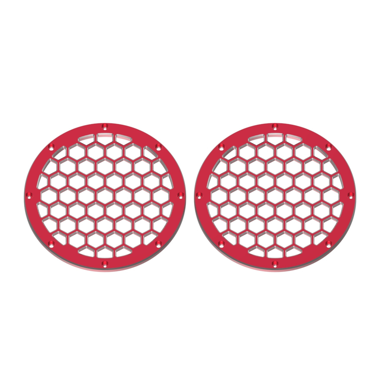 6.5 inch HEX Speaker Grills - Red Contrast Cut Cnc Metal Grills