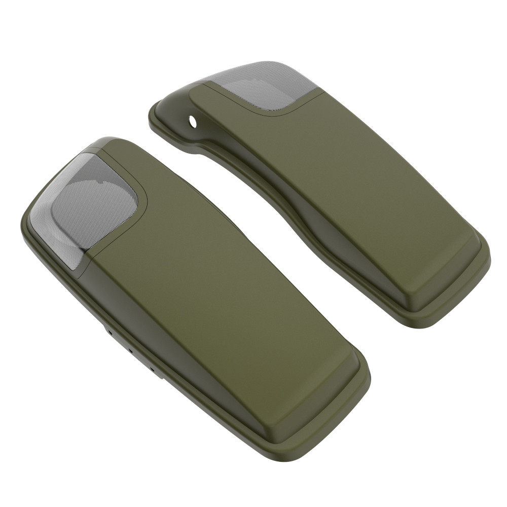 Mineral Green Denim 5x7 Saddlebag Speaker Lids for Harley Davidson Touring 2014+