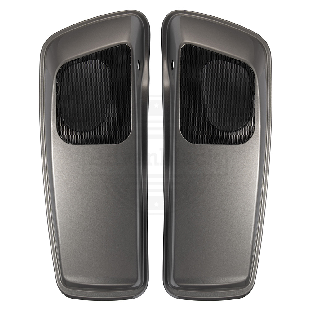 Advanblack Waterproof Charcoal Pearl Hard Saddlebag Speaker Lids Cover for Harley Davidson Touring 2014+
