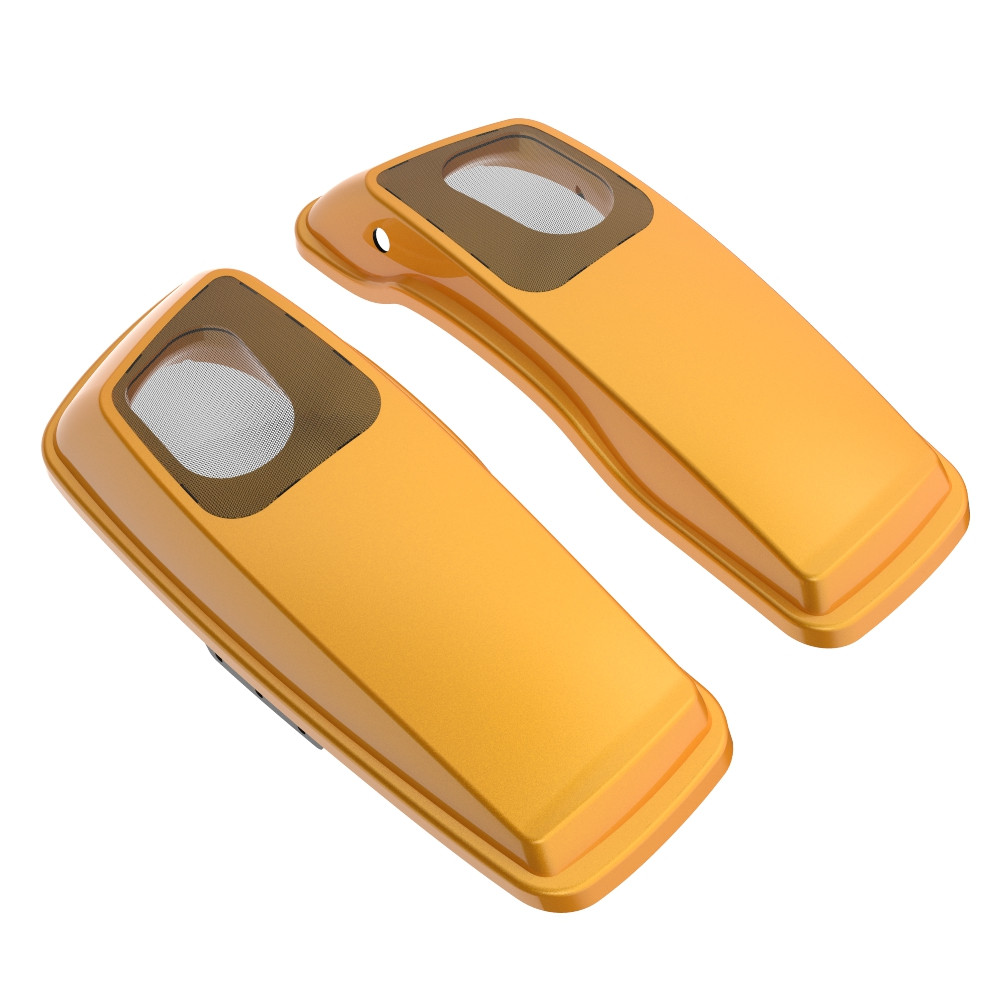 Chrome Yellow Pearl Hard Saddlebag Speaker Lids Cover for 2014+ Harley Davidson Touring