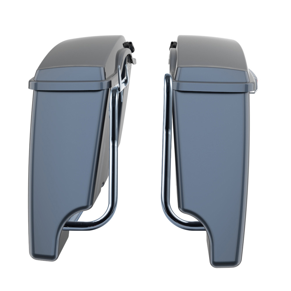 Black Tempest Stretched Saddlebag Conversion Kit w/ Latch Hardware for '84-'17 Softail