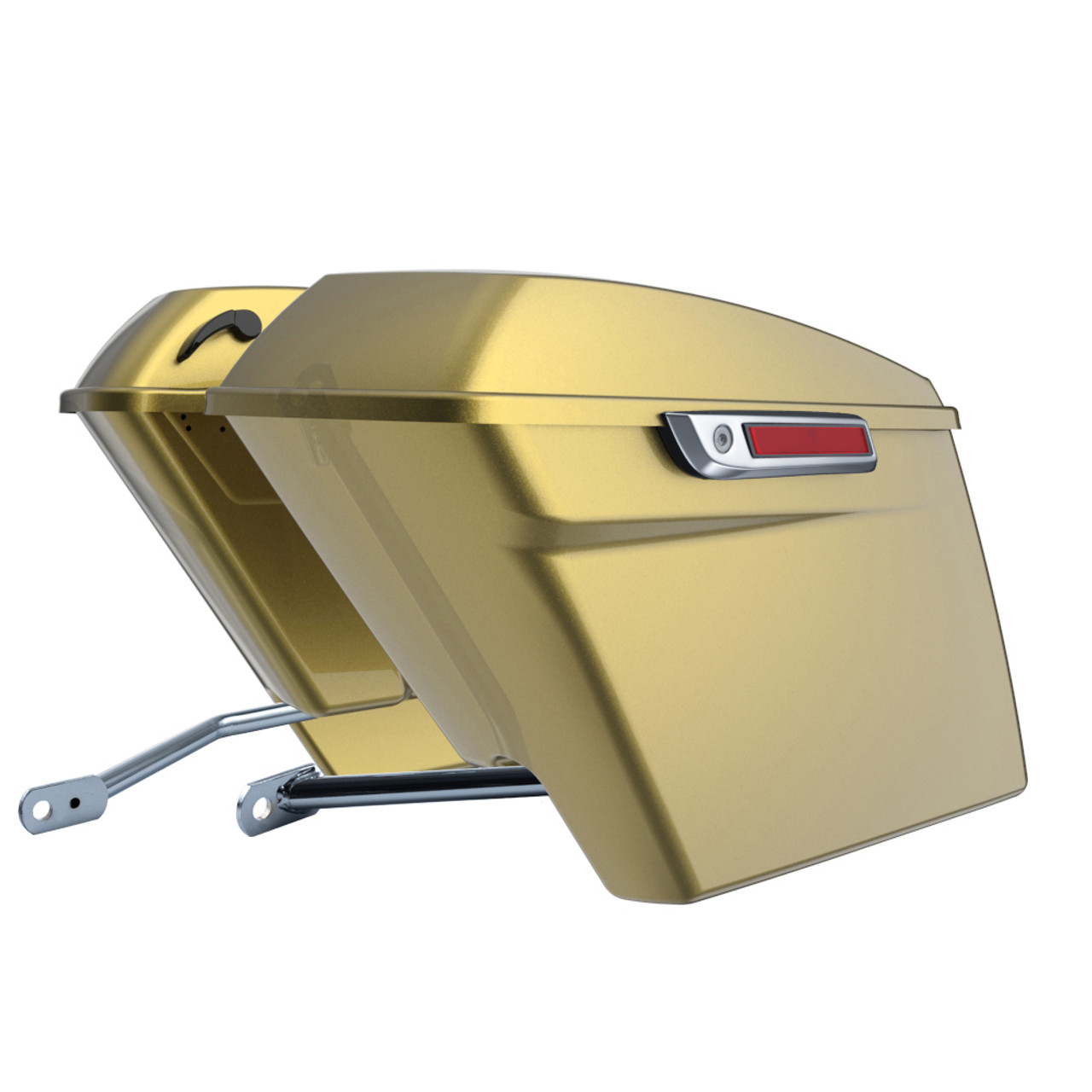 Olive Gold Stretched Saddlebag Conversion Kit w/ Latch Hardware for '84-'17 Softail