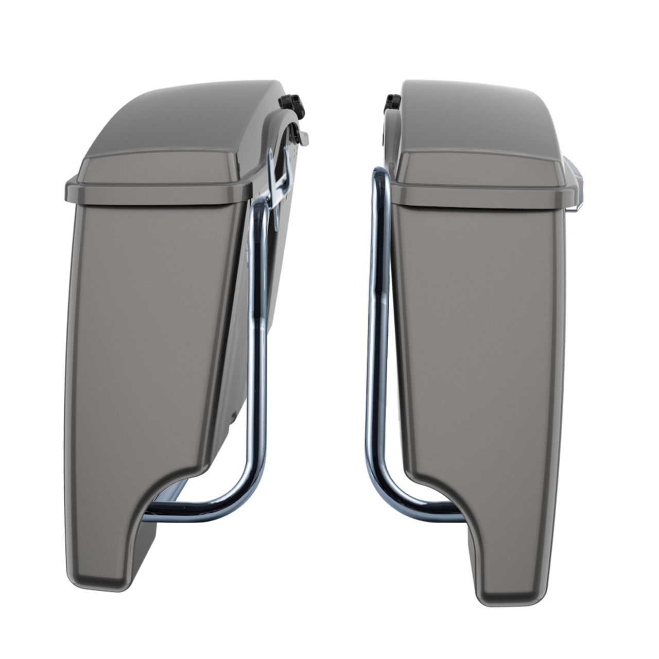 Silver Flux Stretched Saddlebag Conversion Kit w/ Latch Hardware for '84-'17 Softail