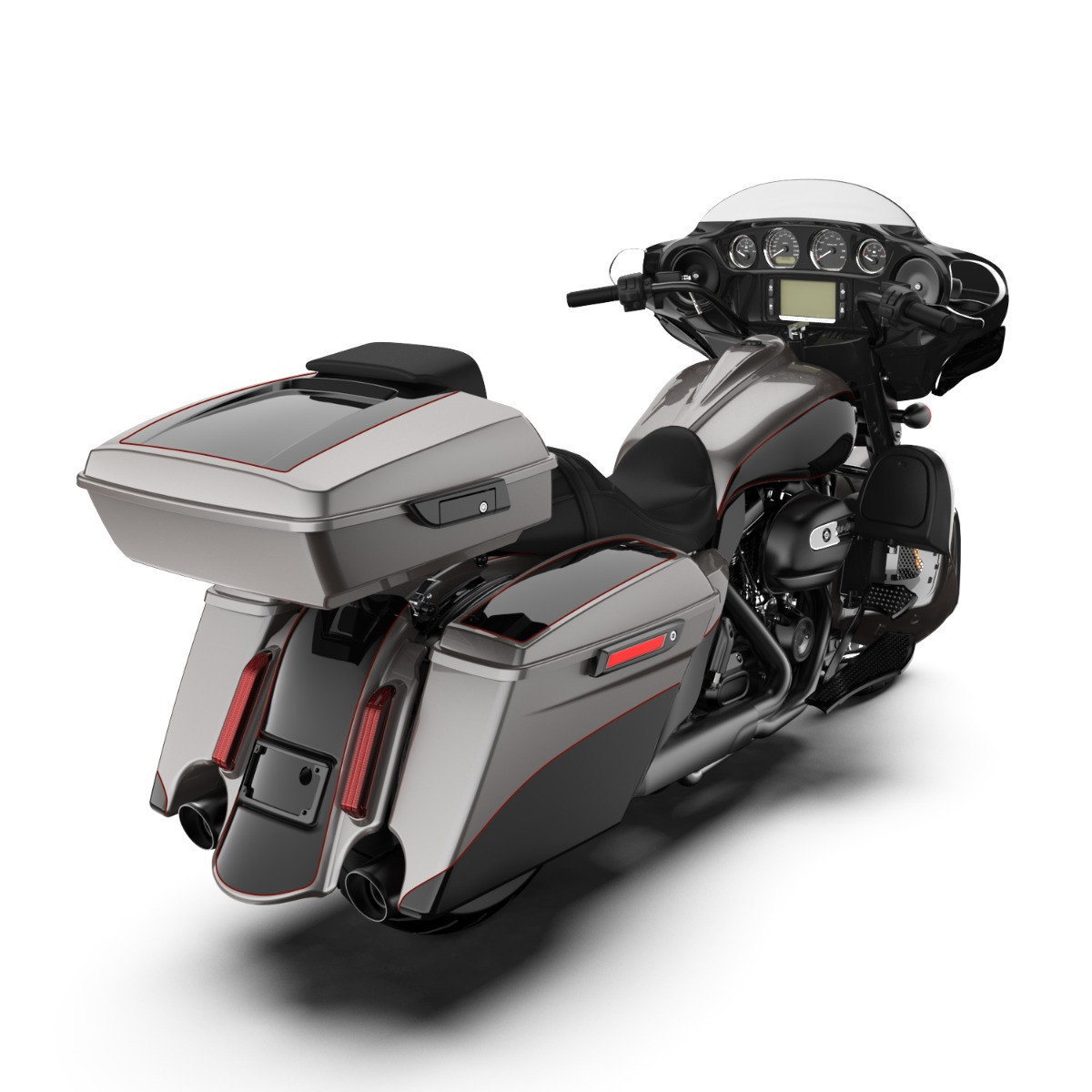 Billet Silver and Vivid Black STRETCHED TANK COVER FOR HARLEY '09-'23 STREET GLIDE & ROAD GLIDE