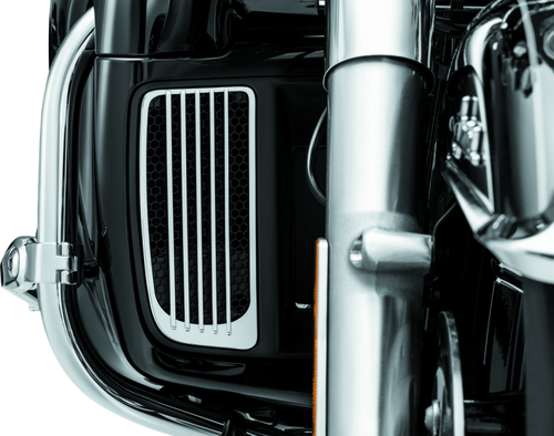 Kuryakyn #7681 - Radiator Grills For Twin Cooled Models Chrome & Black (Pair)