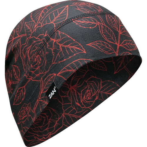 ZAN Headgear #WHLL206 - SportFlex® Beanie - Red/Black Roses