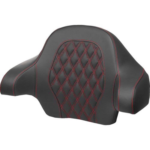 Saddlemen #814-07-18404 - Tour-Pak® Backrest Pad - Lattice Stitch - Red Stitch - FL '14-'24