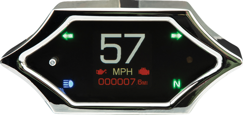 Dakota Digital MLX-5200 - Handle Bar Mount Speedometer - With Signals - Spiked - Chrome