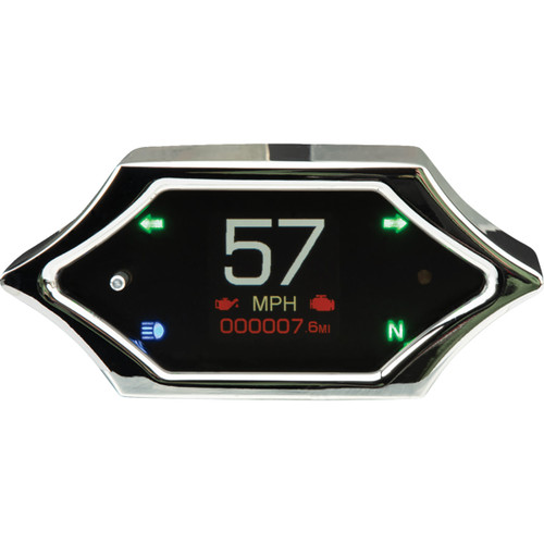 Dakota Digital #MLX-5200 - Handle Bar Mount Speedometer - With Signals - Spiked - Chrome