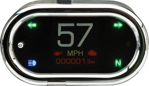 Dakota Digital MLX-5400 - Handle Bar Mount Speedometer - With Signals - Oval - Chrome