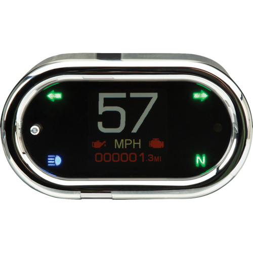 Dakota Digital #MLX-5400 - Handle Bar Mount Speedometer - With Signals - Oval - Chrome