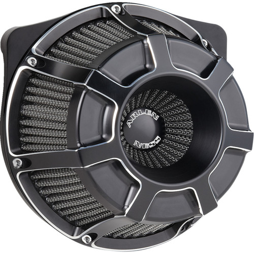 Arlen Ness #600-225 - Inverted Series Air Cleaner Kit - Beveled - Black