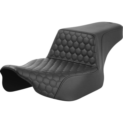 Saddlemen #823-07-17800 - Step-Up Seat - Extended Reach - Front Honeycomb - Black Stitch - FL '23-'24