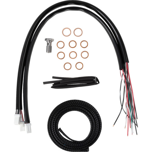 LA Choppers #LA-8059KT2-08B - Complete Black Vinyl Braided Handlebar Cable/Brake Line Kit - Stock Handlebars - '23-'25 Touring