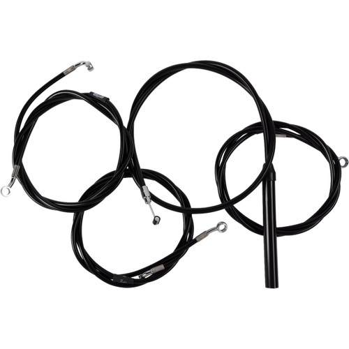 LA Choppers #LA-8059KT2-13B - Complete Black Vinyl Braided Handlebar Cable/Brake Line Kit - 12"-14" Handlebars - '23-'25 Touring