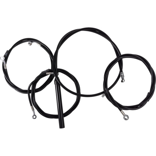 LA Choppers #LA-8059KT2-16B - Complete Black Vinyl Braided Handlebar Cable/Brake Line Kit - 15"-17" Handlebars - '23-'25 Touring