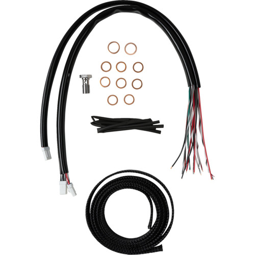 LA Choppers #LA-8059KT2-19B - Complete Black Vinyl Braided Handlebar Cable/Brake Line Kit - 18"-20" Handlebars - '23-'25 Touring