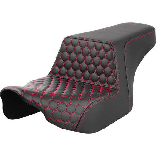 Saddlemen #823-07-17704 - Step-Up Seat - Front Honeycomb - Red Stitching - FL '23-'24