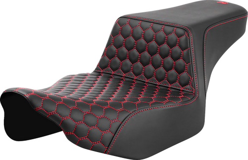 Saddlemen Step-Up Seat - Extended Reach - Front Honeycomb - Red Stitch - FL '23-'24