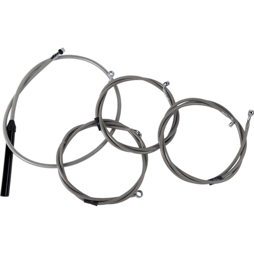 LA Choppers #LA-8059KT2-08 - Complete Stainless Braided Handlebar Cable/Brake Line Kit - Stock Bars - '23-'25 Touring