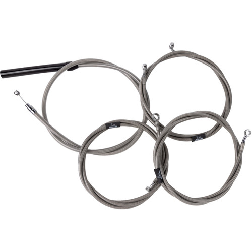 LA Choppers #LA-8059KT2-19 - Complete Stainless Braided Handlebar Cable/Brake Line Kit - 18"-20" Handlebars - '23-'25 Touring