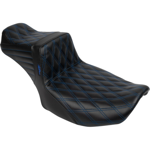 LE Pera #LV-587DLDD-BE01 - Tailwhip Daddy Long Legs Seat - Blue Double Diamond Stitch - FLH/FLT '23-'25