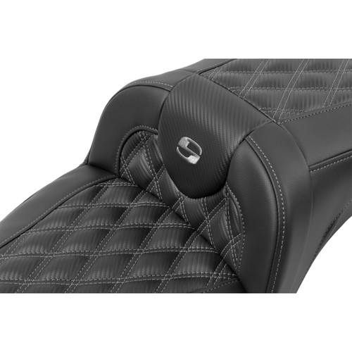 Saddlemen #823-07-20702 - Roadsofa™ Extended Reach Seat - without Backrest - Lattice Stitch - Dark Gray Stitch - FL/FX '23-'24