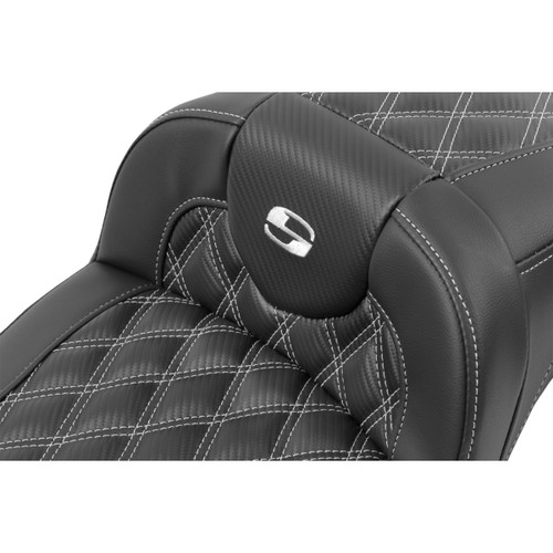 Saddlemen #823-07-20705 - Roadsofa™ Extended Reach Seat - without Backrest - Lattice Stitch - Silver Stitch - FL/FX '23-'24