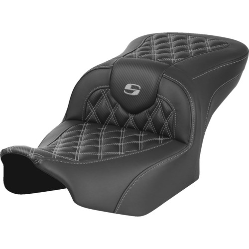 Saddlemen #823-07-20602 - RoadSofa™ Seat - without Backrest - Carbon Fiber - Lattice Stitch - Gray Stitch - FLTR/FLHX '23-'24