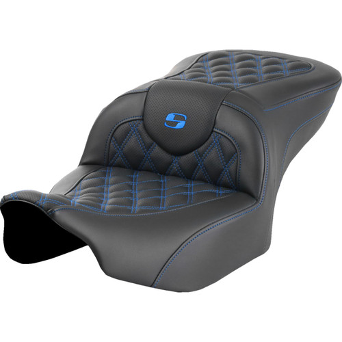 Saddlemen #823-07-18201 - Roadsofa™ Seat - without Backrest - Blue Lattice Stitch - FLTR/FLHX '23-'24