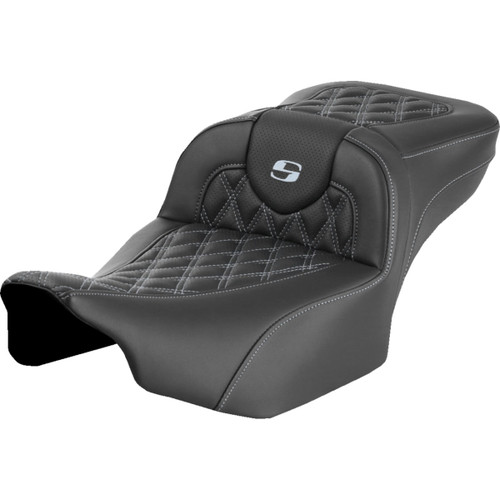 Saddlemen #823-07-18405 - Roadsofa™ Extended Reach Seat - without Backrest - Lattice - Silver Stitch - FLTR/FLHX '23-'24
