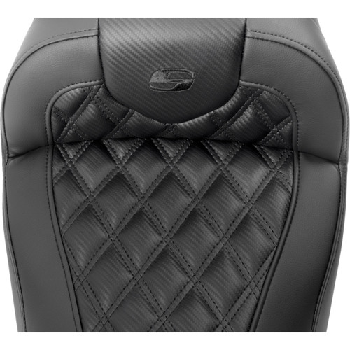 Saddlemen #823-07-206B0 - RoadSofa™ Seat - with Backrest - Carbon Fiber - Lattice Stitch - FLTR/FLHX '23-'24