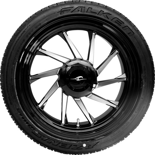 Coastal Moto #PKG-HURR-187T-BM - Hurricane 3D Rear Right Wheel - Black Cut (18") | Falken Tire (215/45ZR18)