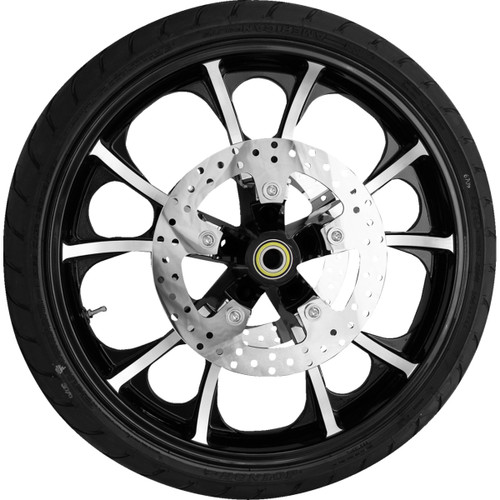 Coastal Moto #PKG-LGO213BC-ABST - Largo Front Wheel - Black Cut (21") | Rotors (11.8") | Dunlop Tire (130/60B21)