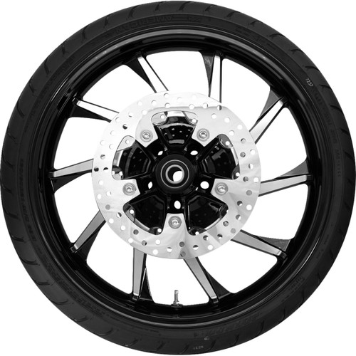 Coastal Moto #PKG-HUR213BC-ABST - Hurricane Front Wheel - Black Cut (21") | Rotors (11.8") | Dunlop Tire (130/60B21)