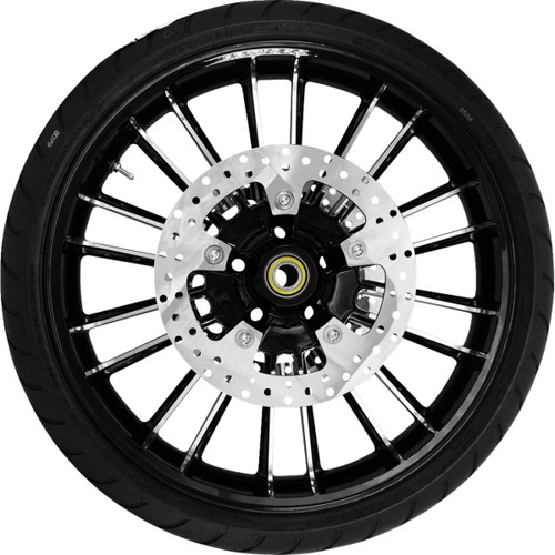 Coastal Moto #PKG-ATL213BC-ABST - Atlantic Front Wheel - Black Cut (21") | Rotors (11.8") | Dunlop Tire (130/60B21)