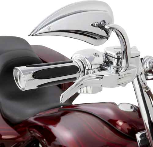 Arlen Ness #500-070 Deep Cut Comfort Series Grips - TBW - Chrome