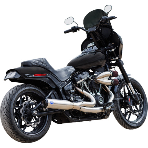 S&S Cycle #550-1103 - 2-into-1 Qualifier Exhaust System - 50-State - Silver - Softail