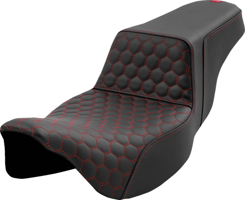 Saddlemen Step-Up Seat - Honeycomb - Extended Reach - Red Stitching - FL '08-'23