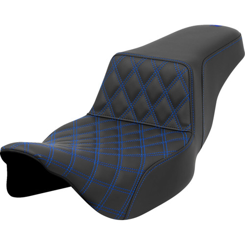 Saddlemen #808-07E-17201 - Step-Up Seat - Front Lattice Stitch - Blue Stitch - Extended Reach - FLH/FLT '08-'23