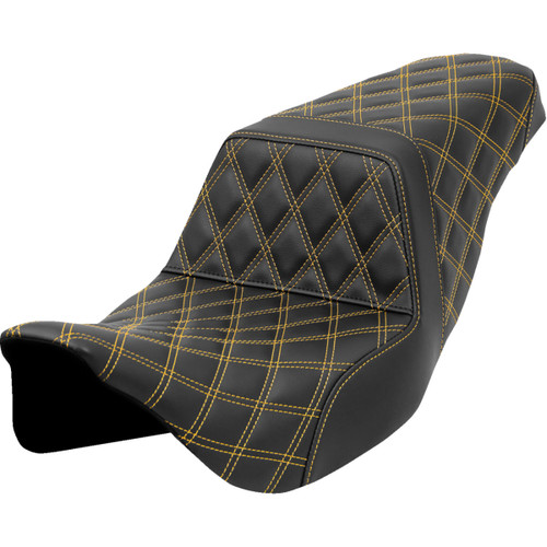 Saddlemen #808-07B-17507 - Step-Up Seat - Lattice Stitch - Gold Stitch - FLH/FLT '08-'23