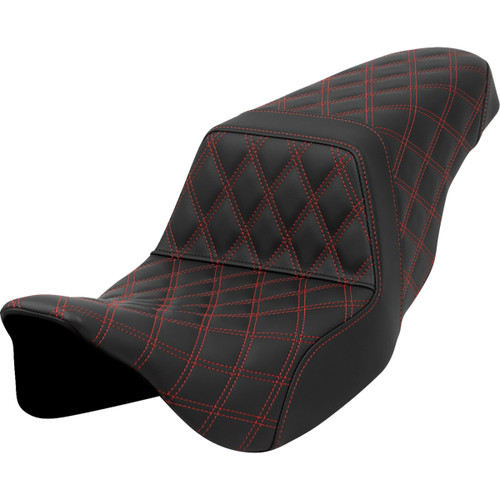 Saddlemen #808-07B-17504 - Step-Up Seat - Lattice Stitch - Red Stitch - FLH/FLT '08-'23