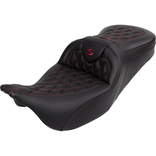 Saddlemen #808-07B-182B8 - Roadsofa™ Seat - with Backrest - Wine Berry Stitch - FL '08-'23