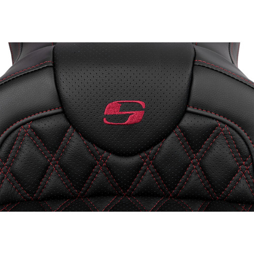 Saddlemen #808-07B-182B8 - Roadsofa™ Seat - with Backrest - Wine Berry Stitch - FL '08-'23