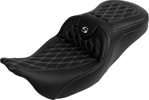 Saddlemen Roadsofa Seat - with Backrest - Silver Stitch - FL '08-'23