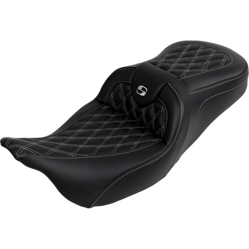 Saddlemen #808-07B-182B5 - Roadsofa™ Seat - with Backrest - Silver Stitch - FL '08-'23